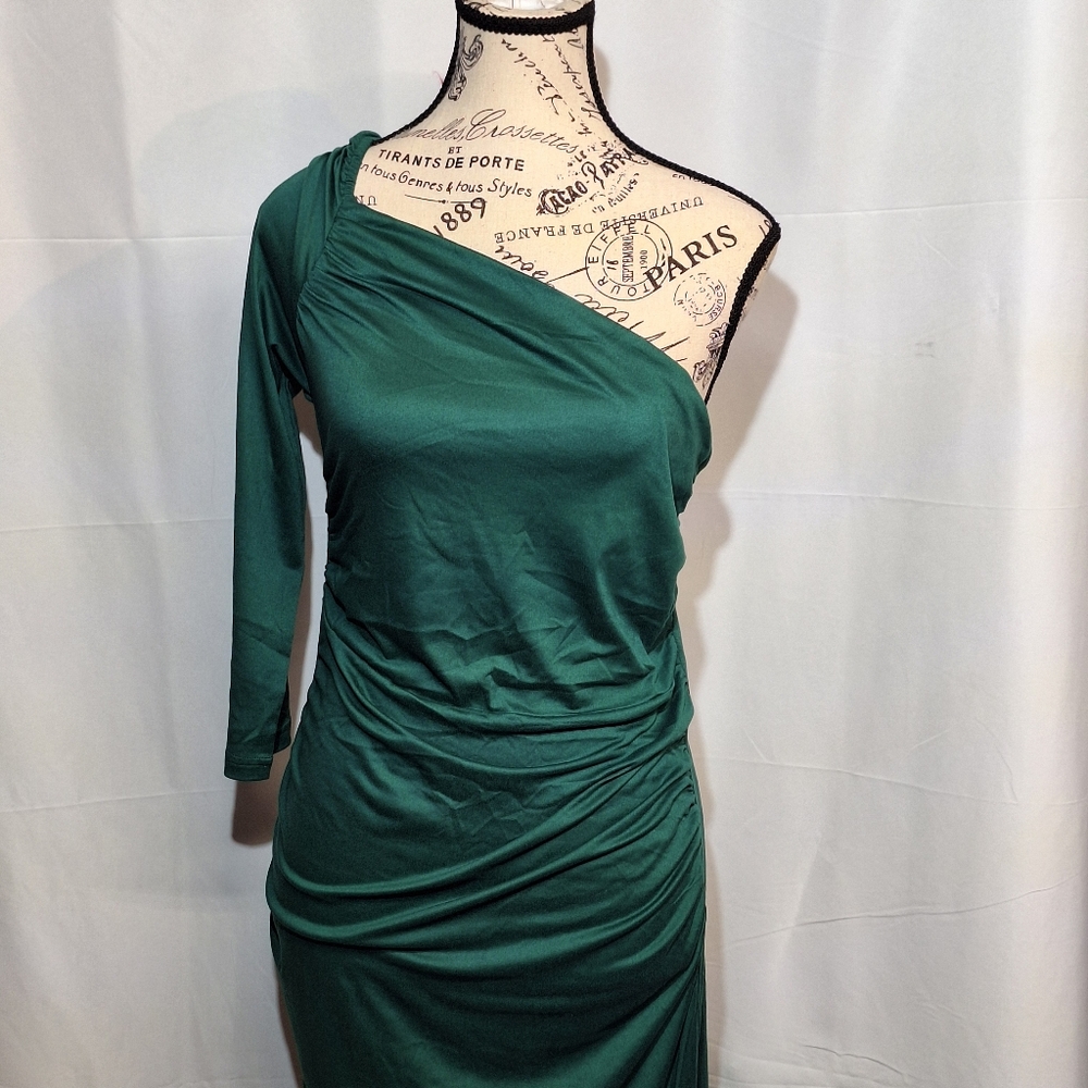 NEW!! THEENKOLN ELEGANT ONE SLEEVED PARTY DRESS MEDIUM - Picture 3 of 11